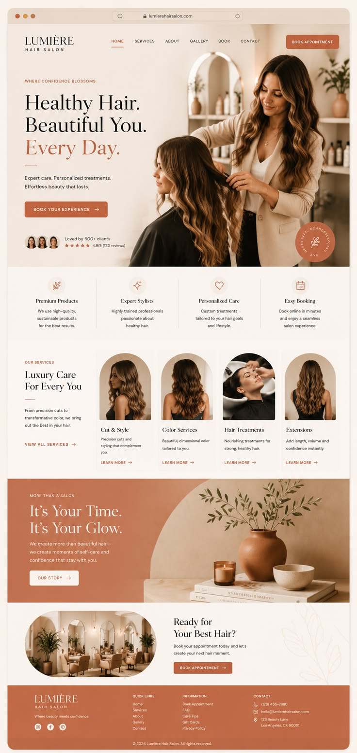 Sample of a salon website