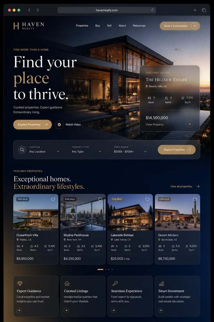 Sample of a real-estate website