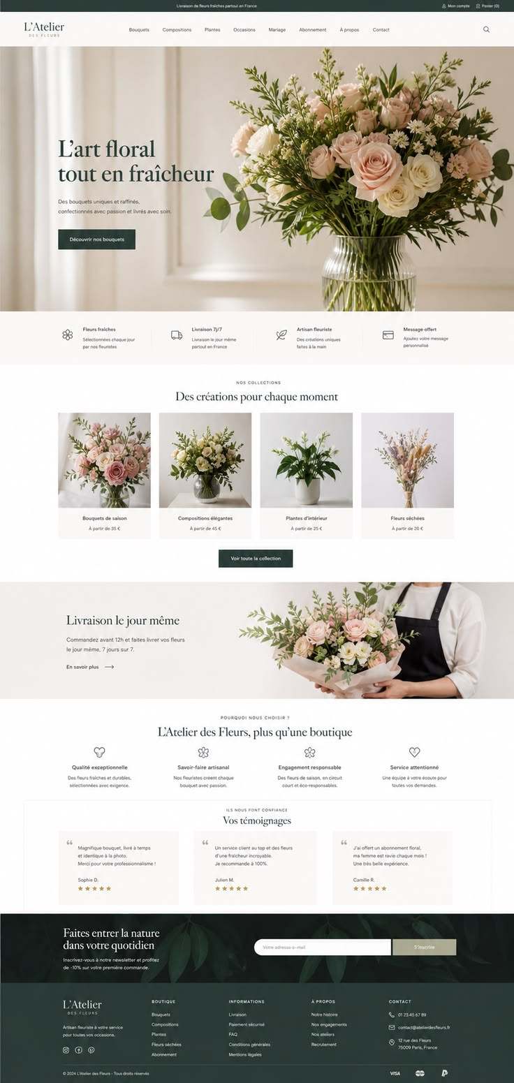 Sample of a florist website