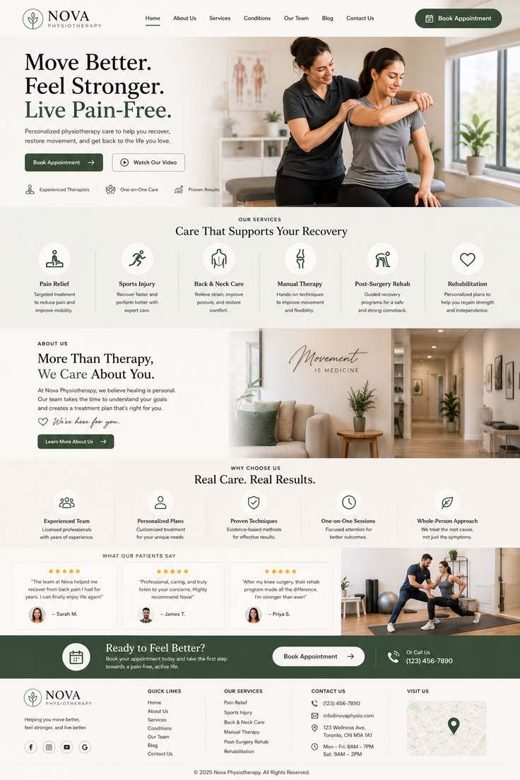 Sample of a physiotherapy website