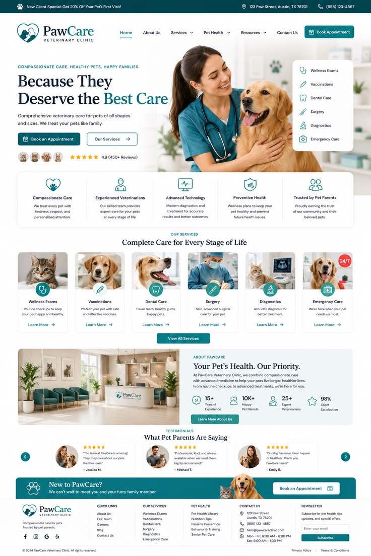 Sample of a veterinary website