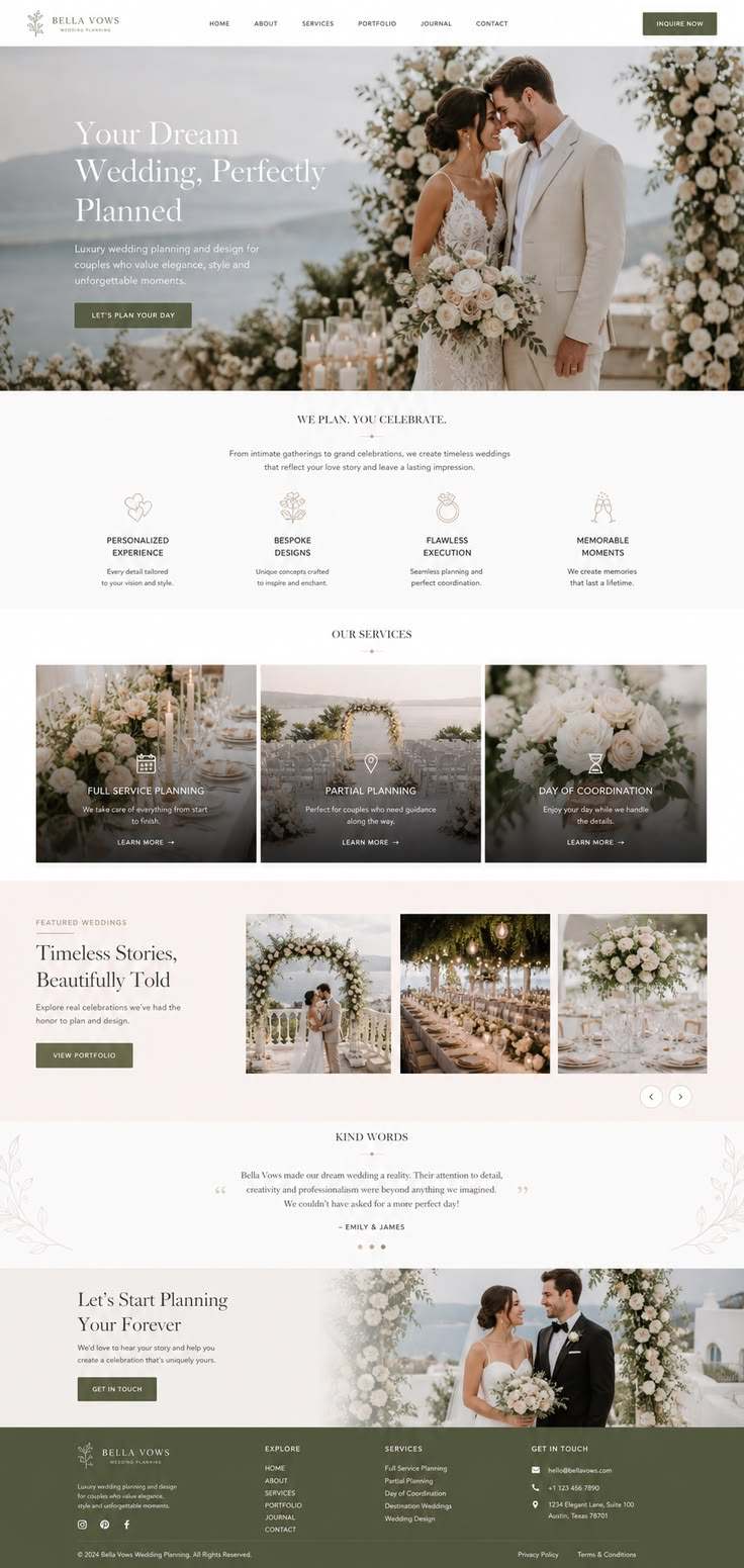 Sample of a wedding-planner website