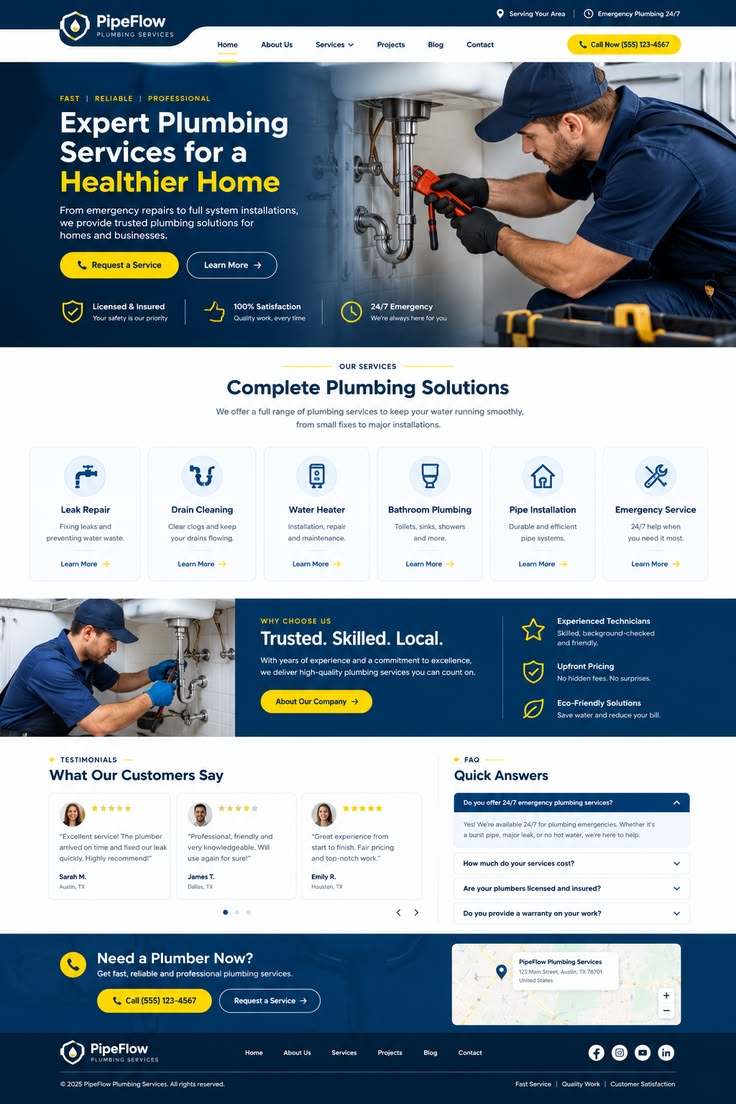 Sample of a plumbing website