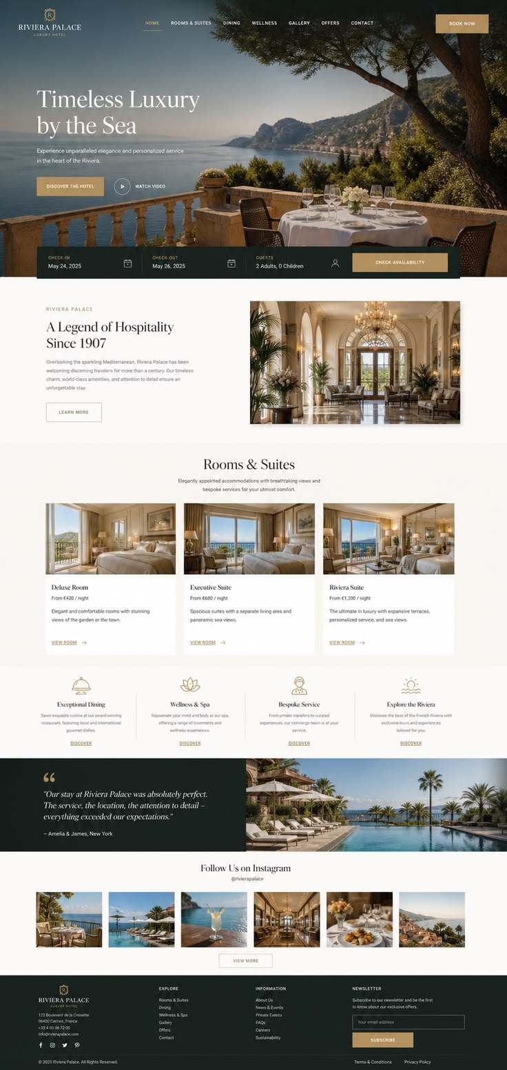Sample of a hotel website