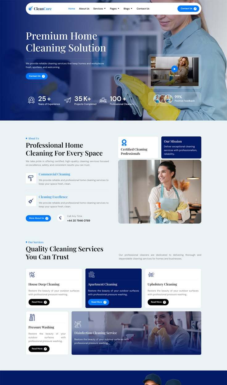 Sample of a cleaning-service website